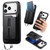 iPhone 17 Pro Max Detachable Magnetic Card Bag Phone Case with Finger Ring Grip & Anti-loss Rope - Black
