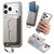 iPhone 17 Pro Max Detachable Magnetic Card Bag Phone Case with Finger Ring Grip & Anti-loss Rope - Gray
