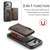 iPhone 17 Pro Max DG.MING M5 Series Zip RFID Multi Card Detachable Leather Phone Case - Coffee