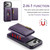 iPhone 17 Pro Max DG.MING M5 Series Zip RFID Multi Card Detachable Leather Phone Case - Purple