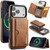 iPhone 17 Pro Max DG.MING M6 Series RFID Tri-fold Card Bag Removable Leather Phone Case - Brown
