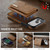 iPhone 17 Pro Max DG.MING M6 Series RFID Tri-fold Card Bag Removable Leather Phone Case - Brown