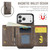 iPhone 17 Pro Max DG.MING M6 Series RFID Tri-fold Card Bag Removable Leather Phone Case - Coffee