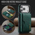 iPhone 17 Pro Max DG.MING M6 Series RFID Tri-fold Card Bag Removable Leather Phone Case - Green
