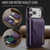 iPhone 17 Pro Max DG.MING M6 Series RFID Tri-fold Card Bag Removable Leather Phone Case - Purple