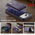 iPhone 17 Pro Max DG.MING M6 Series RFID Tri-fold Card Bag Removable Leather Phone Case - Purple