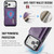 iPhone 17 Pro Max DG.MING M6 Series RFID Tri-fold Card Bag Removable Leather Phone Case - Purple