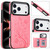 iPhone 17 Pro Max Double Buckle Butterfly Embossing PU Phone Case - Pink