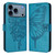 iPhone 17 Pro Max Embossed Butterfly Leather Phone Case - Blue