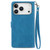 iPhone 17 Pro Max Embossed Flower Zipper Leather Phone Case - Blue