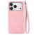 iPhone 17 Pro Max Embossed Flower Zipper Leather Phone Case - Pink