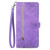 iPhone 17 Pro Max Embossed Flower Zipper Leather Phone Case - Purple