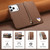 iPhone 17 Pro Max Fantasy Love Heart Zipper Wallet Vegan Leather Phone Case with Strap - Brown