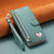 iPhone 17 Pro Max Fantasy Love Heart Zipper Wallet Vegan Leather Phone Case with Strap - Green