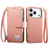 iPhone 17 Pro Max Fantasy Love Heart Zipper Wallet Vegan Leather Phone Case with Strap - Pink