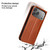 iPhone 17 Pro Max Fierre Shann Cowhide Leather Flip Leather Phone Case - Brown