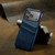iPhone 17 Pro Max Fierre Shann Retro Oil Wax Texture Card Slots PU Leather Phone Case - Blue