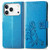 iPhone 17 Pro Max Four-leaf Clasp Embossed Buckle Leather Phone Case - Blue