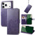 iPhone 17 Pro Max Four-leaf Clasp Embossed Buckle Leather Phone Case - PUrple