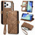 iPhone 17 Pro Max Geometric Zipper Wallet Side Buckle Leather Phone Case - Brown