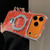 iPhone 17 Pro Max Ink Rhythm Colorful Shell Pattern TPU Hybrid IMD Phone Case with Glitter Holder - Orange
