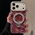 iPhone 17 Pro Max Ink Rhythm Colorful Shell Pattern TPU Hybrid IMD Phone Case with Glitter Holder - Wine Red