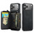 iPhone 17 Pro Max JEEHOOD J02 Magnetic Zipper Horizontal Flip Leather Phone Case - Black