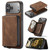 iPhone 17 Pro Max JEEHOOD J02 Magnetic Zipper Horizontal Flip Leather Phone Case - Brown