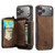 iPhone 17 Pro Max JEEHOOD J02 Magnetic Zipper Horizontal Flip Leather Phone Case - Brown