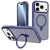 iPhone 17 Pro Max Kalebol Metal Lens Frame MagSafe Holder Frosted PC Phone Case - Navy Blue