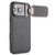 iPhone 17 Pro Max Lambskin Pattern Square Lens Holder Phone Case - Black