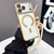 iPhone 17 Pro Max Large Window Matte Electroplated TPU MagSafe Phone Case with Hand Strap - Gold