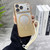 iPhone 17 Pro Max Large Window Rhombus Gradient Matte Electroplated TPU MagSafe Phone Case with Hand Strap - Gold