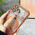 iPhone 17 Pro Max Large Window Rhombus Gradient Matte Electroplated TPU MagSafe Phone Case with Hand Strap - Orange