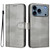 iPhone 17 Pro Max Line Splicing Buckle Retro Leather Phone Case - Grey