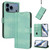 iPhone 17 Pro Max Line Splicing Buckle Retro Leather Phone Case - Mint Green