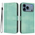 iPhone 17 Pro Max Line Splicing Buckle Retro Leather Phone Case - Mint Green