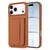 iPhone 17 Pro Max Litchi Pattern Magnetic Card Bag Holder Phone Case - Brown