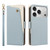 iPhone 17 Pro Max Litchi Texture Wallet Mirror Leather Phone Case - Blue