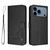 iPhone 17 Pro Max Litter Panda Embossing RFID Leather Phone Case with Lanyard - Black