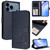 iPhone 17 Pro Max Litter Panda Embossing RFID Leather Phone Case with Lanyard - Blue