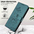 iPhone 17 Pro Max Lotus Embossed Leather Phone Case with Lanyard - Dark Green