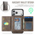 iPhone 17 Pro Max MAGKING K4 Series MagSafe RFID Tri-fold Card Bag Detachable Phone Case - Coffee