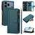 iPhone 17 Pro Max Magnetic Closure 9 Card Slots Zipper Leather Case with Hand Strap - Dark Green