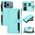 iPhone 17 Pro Max Magnetic Closure 9 Card Slots Zipper Leather Case with Hand Strap - Mint Green