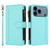 iPhone 17 Pro Max Magnetic Closure 9 Card Slots Zipper Leather Case with Hand Strap - Mint Green