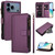 iPhone 17 Pro Max Magnetic Closure 9 Card Slots Zipper Leather Case with Hand Strap - Purple