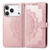 iPhone 17 Pro Max Mandala Flower Embossed Leather Phone Case - Rose Gold
