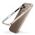 iPhone 17 Pro Max Metal Hybrid Silicone Four-Corner Shockproof Cooling Phone Frame Case - White vinyl + Desert Gold