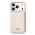 iPhone 17 Pro Max Mirror Rhombic Texture Metal Bow-knot Vegan Leather Card Bag Phone Case - Beige